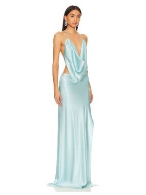 MICHAEL LO SORDO ICED BIAS MAXI DRESS BLUE SIZE 8